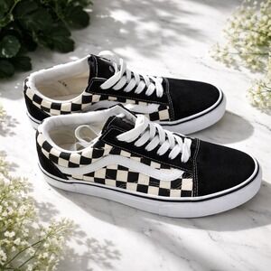 Vans Old Skool Sneakers Mens 6 Womens 7.5 Black White Checkerboard Good Cond.